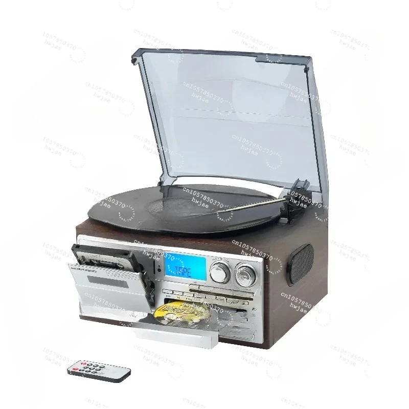 New Retro Vinyl Multi functions Record Player Turntable 3-Speed Phonograph With AM/FM Radio CD/Cassette