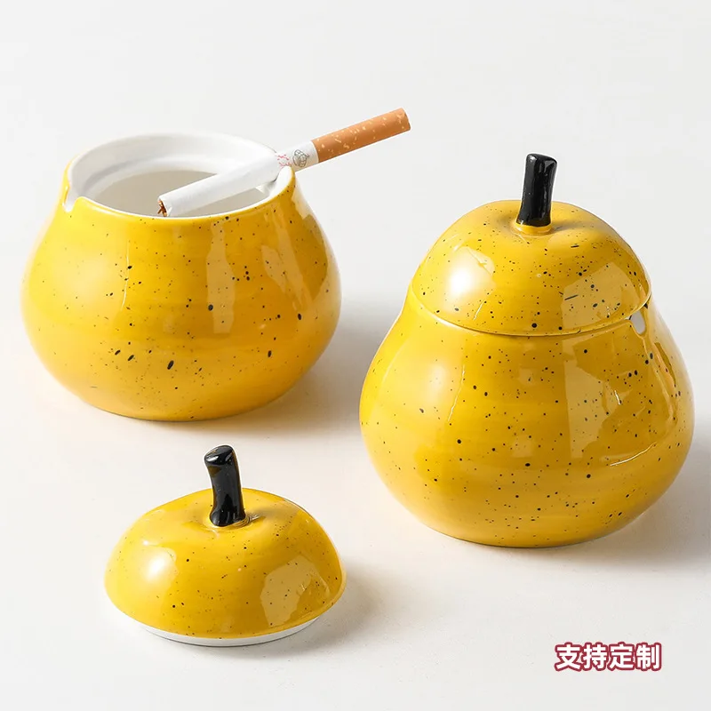 

LH ceramic ashtray, cute pear ceramic household with lid windproof and fly ash proof
