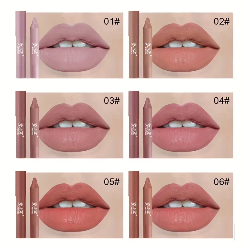 1PC 12Colors Velvet Matte Lipsticks Pencil Waterproof Long Lasting Sexy Red Lip Stick Non-Stick Cup Makeup Lip Tint Pen Cosmetic