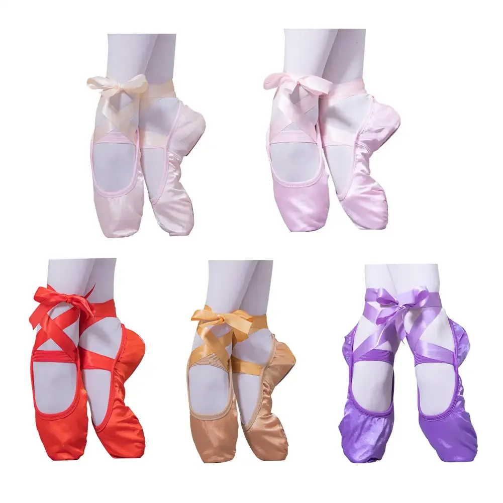 Gymnastics Canvas Ballet Dance Shoes Multi Color Fashion Kids Girls Ballet Shoes Split Suede Sole With Ribbon Gifts for Children