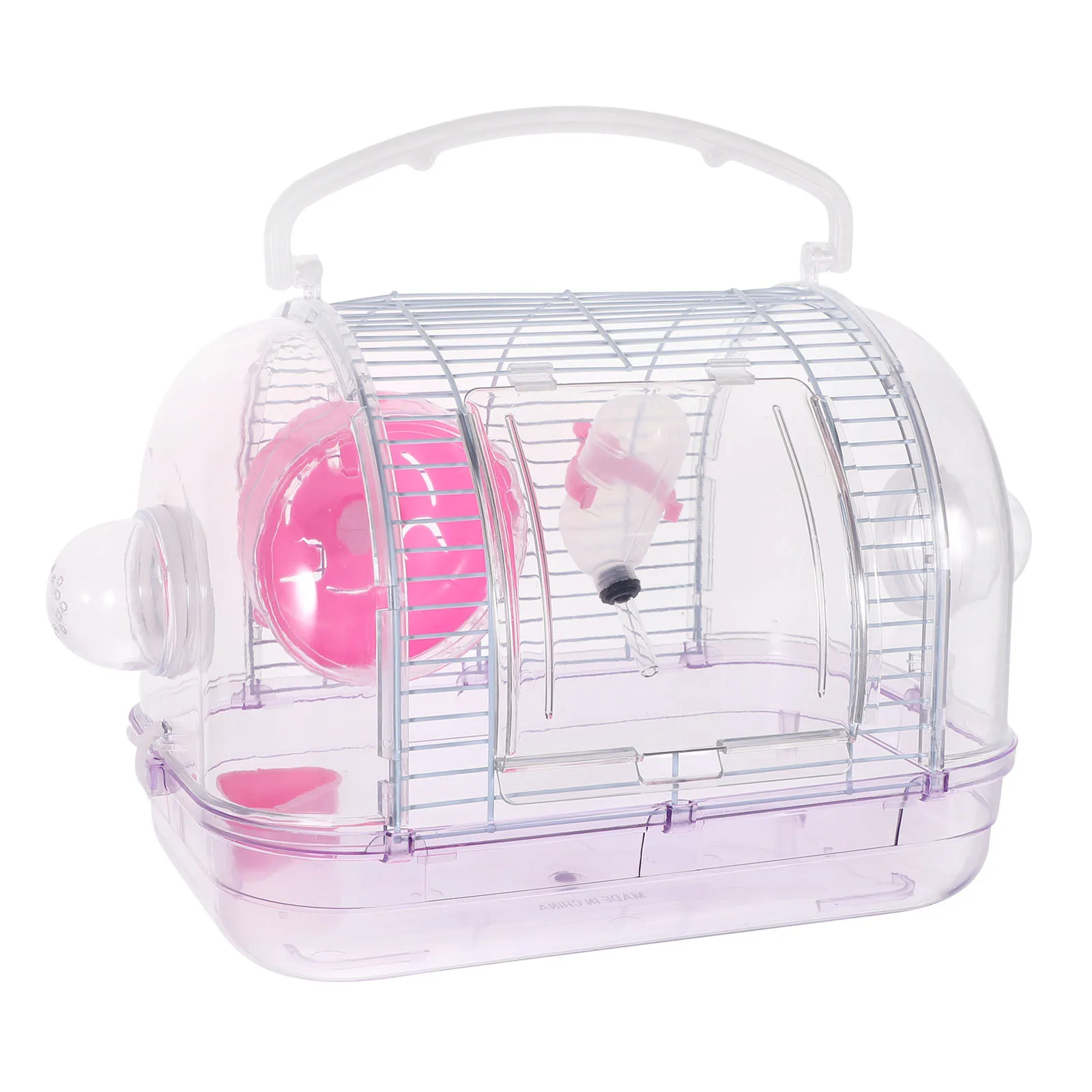 

1pc Pink Hamster Animal Carrying Guinea Pig Travel Guinea Pig Carrying Cage Cage Easy Clean Pet Supplies Storage Container
