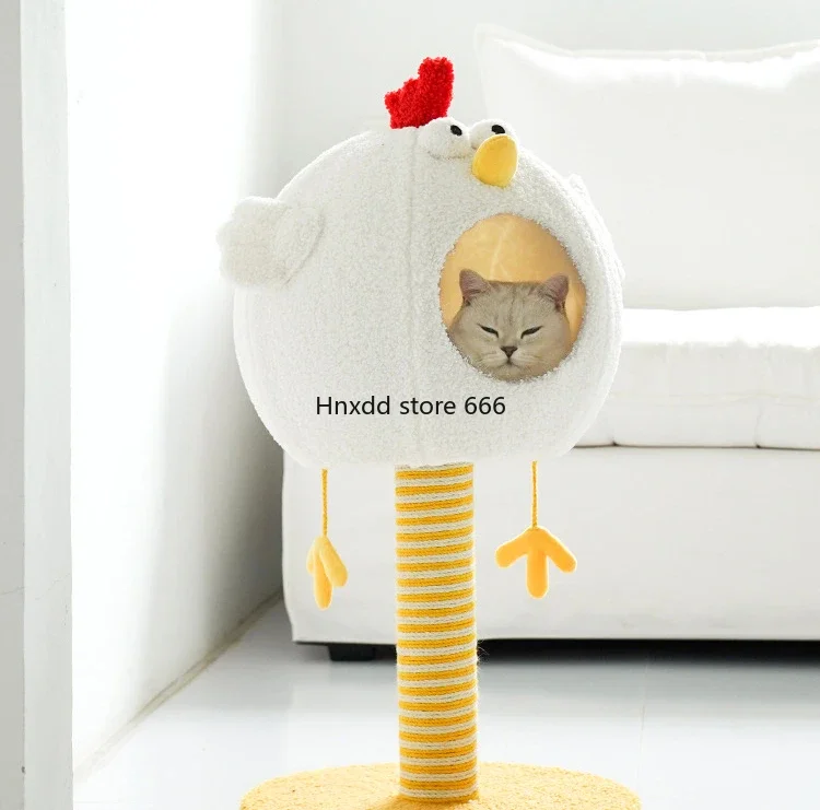 Chicken cat climbing frame nest tree integrated winter cat scratching column solid wood small luxury toy