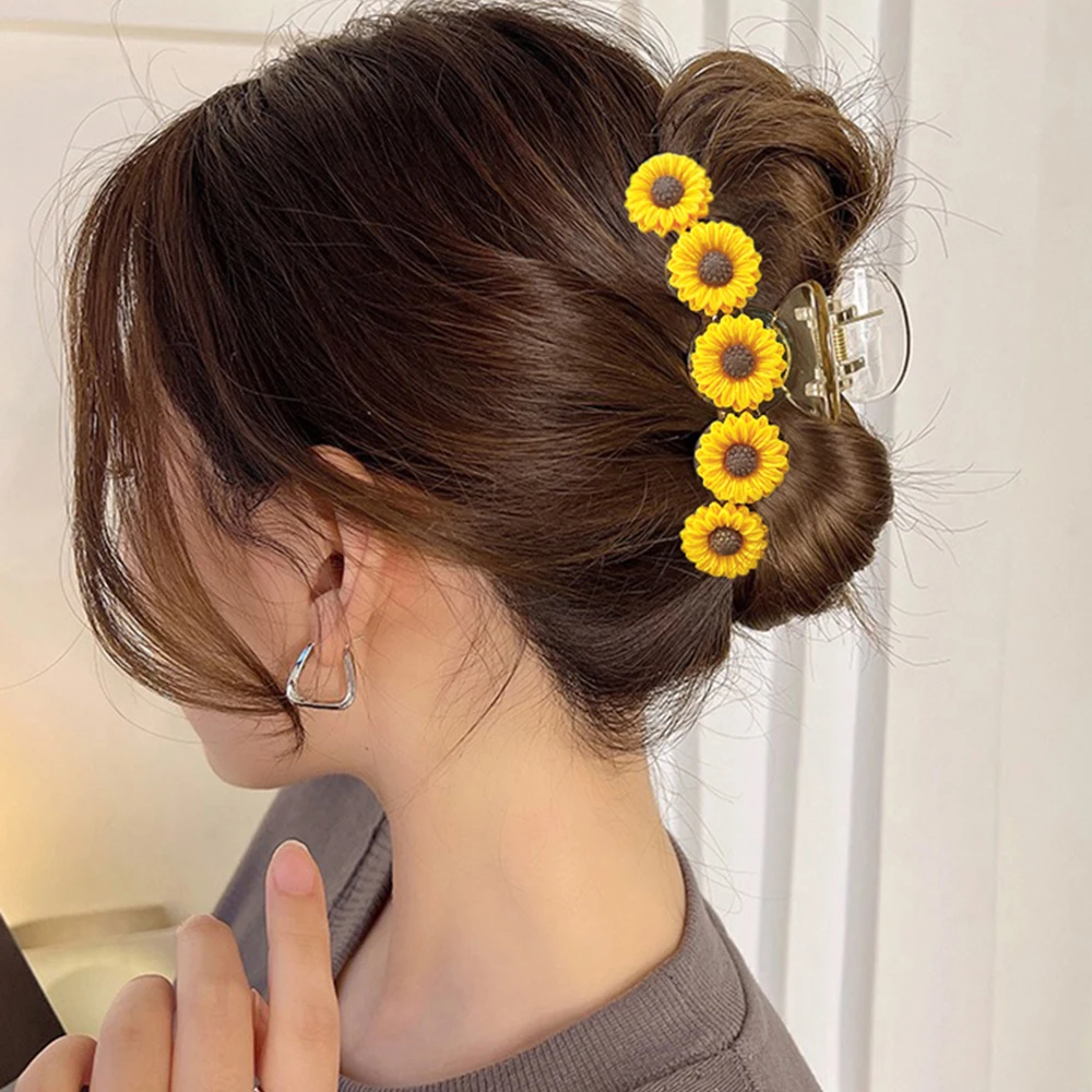 Sun Flower Hair Claw Mother\'s Day Gift Hairpin Hair Crab For Women Summer Fashion Ponytail Hairpin Hair Crab Hair Accessories