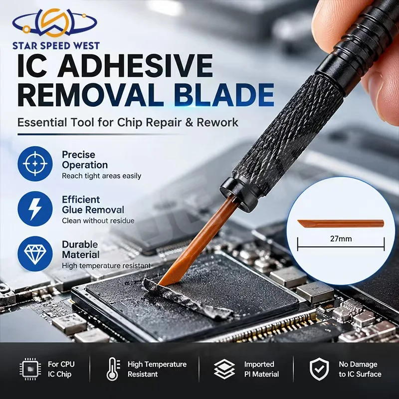 Mr.Yang High Precision IC Adhesive Removal Blade Heat Resistant Thin Flexible Tip for Phone CPU Chips PCB Cleaning Repair Tools