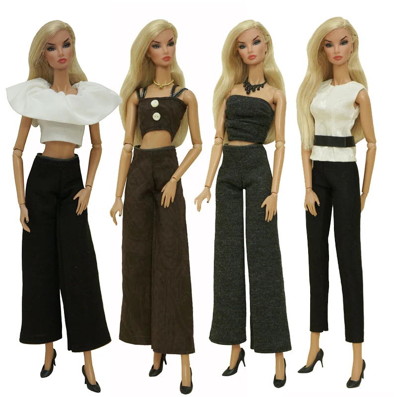 1/6 Black Whit Doll Clothes Long Pants Casual Suit Daily Wear Doll Clothes for Barbies Clothes Dolls Accessories