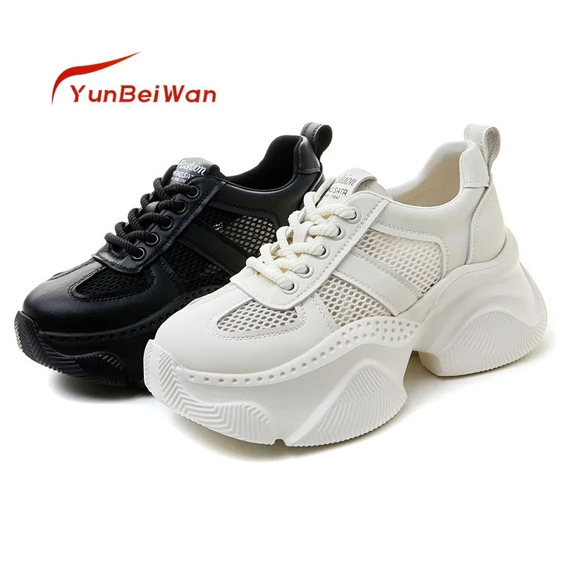 

Running Shoes Women 2024 Summer Leather Thick Bottom Women Shoes Mesh Breathable Casual Lightweight Sneakers Women Trend