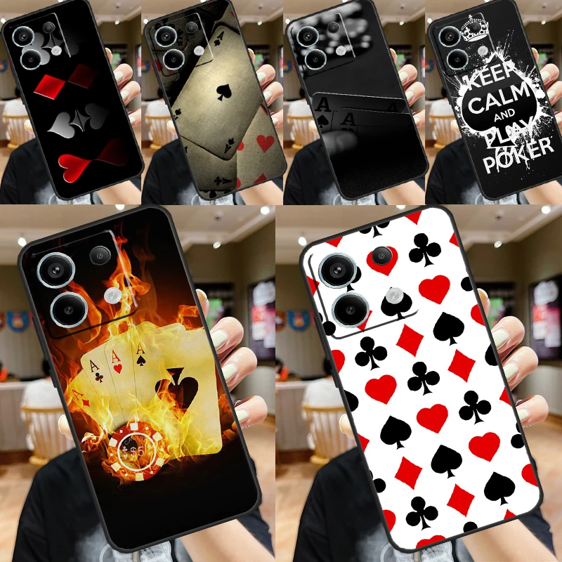 Spades Poker Play Cards Ace Art Case For Xiaomi Redmi Note 12 11 9 10 13 Pro Plus 12S 11S 10S 9S Redmi 13 10C 12C 13C Cover