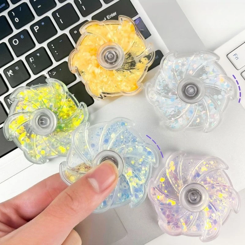 Juguete giratorio con purpurina reflectante que fluye para estudiantes, practicantes, juguete resistente a la presión antiestrés, regalo de descompresión para niña