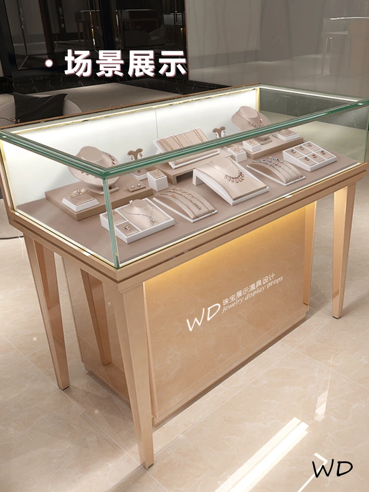 

Luxury Necklace Display Mannequin - Champagne Statue with Jade Base for Jewelry Store Counter Decor