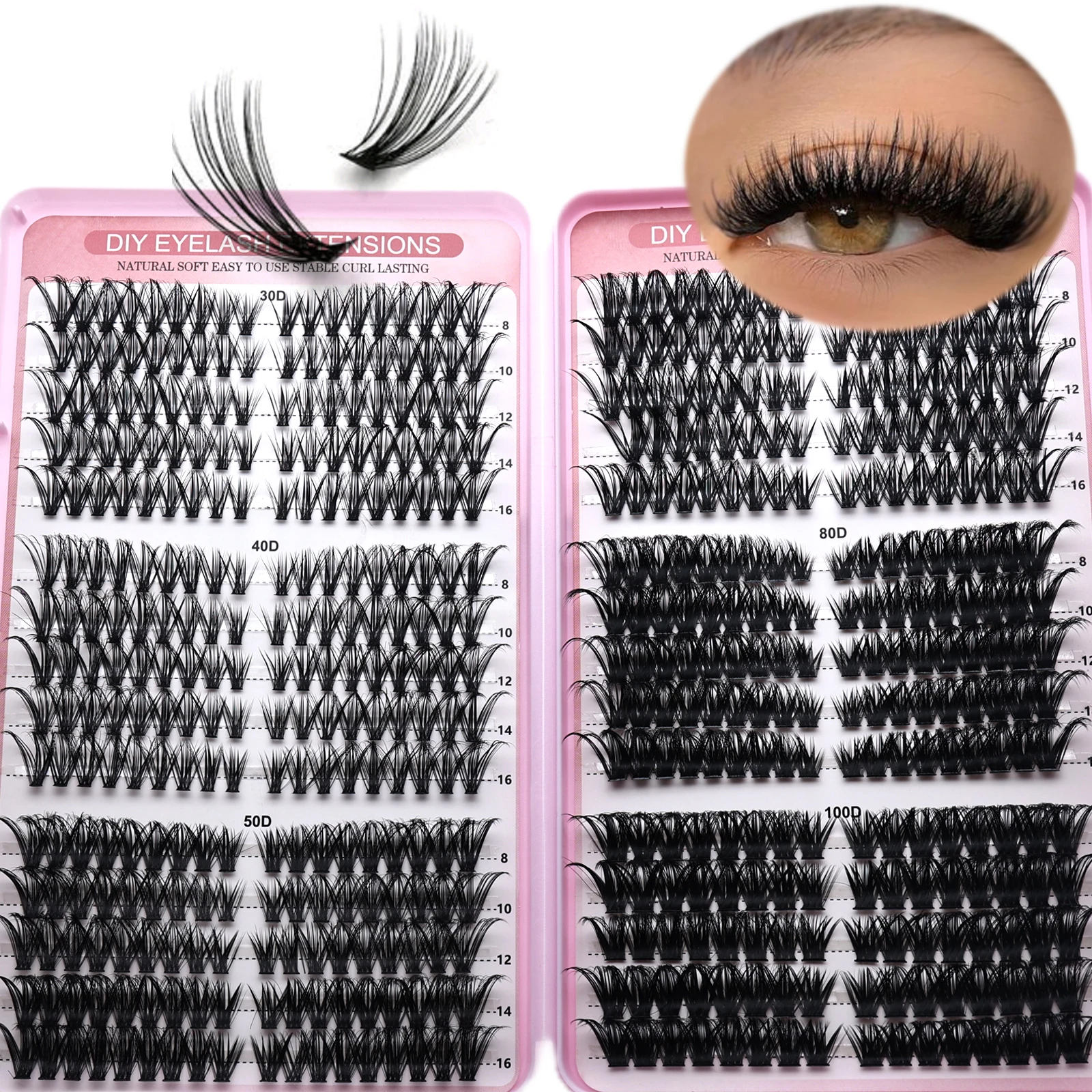 Lash Clusters DIY Eyelash Extensions 30D-100D Mixed Lashes Natural Look Individual Cluster Lashes for Beginners