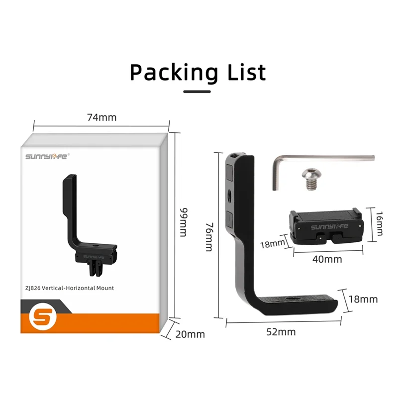 ABFM-SUNNYLIFE L-Shape Adapter Kit For Insta360 X4 Horizontal And Vertical Shooting Bracket Magnetic Adapter Expansion Accessory