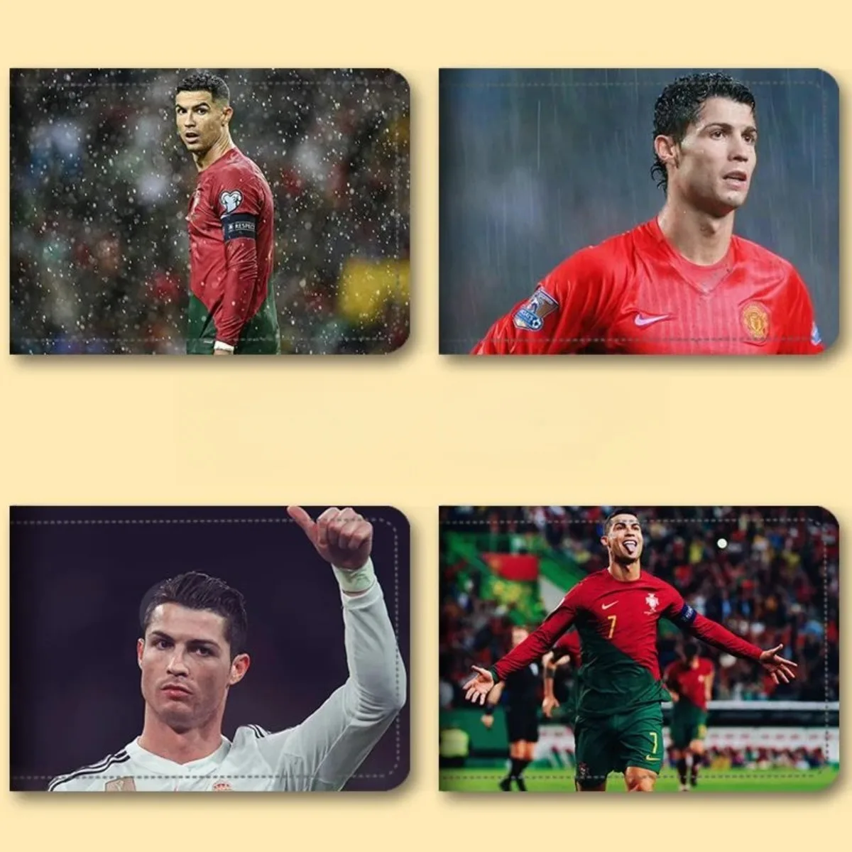 New 2025 High Quality Neutral Wallet Fun Fashion Foldable Wallet Football Cristiano Ronaldo Print Wallet Pu Leather