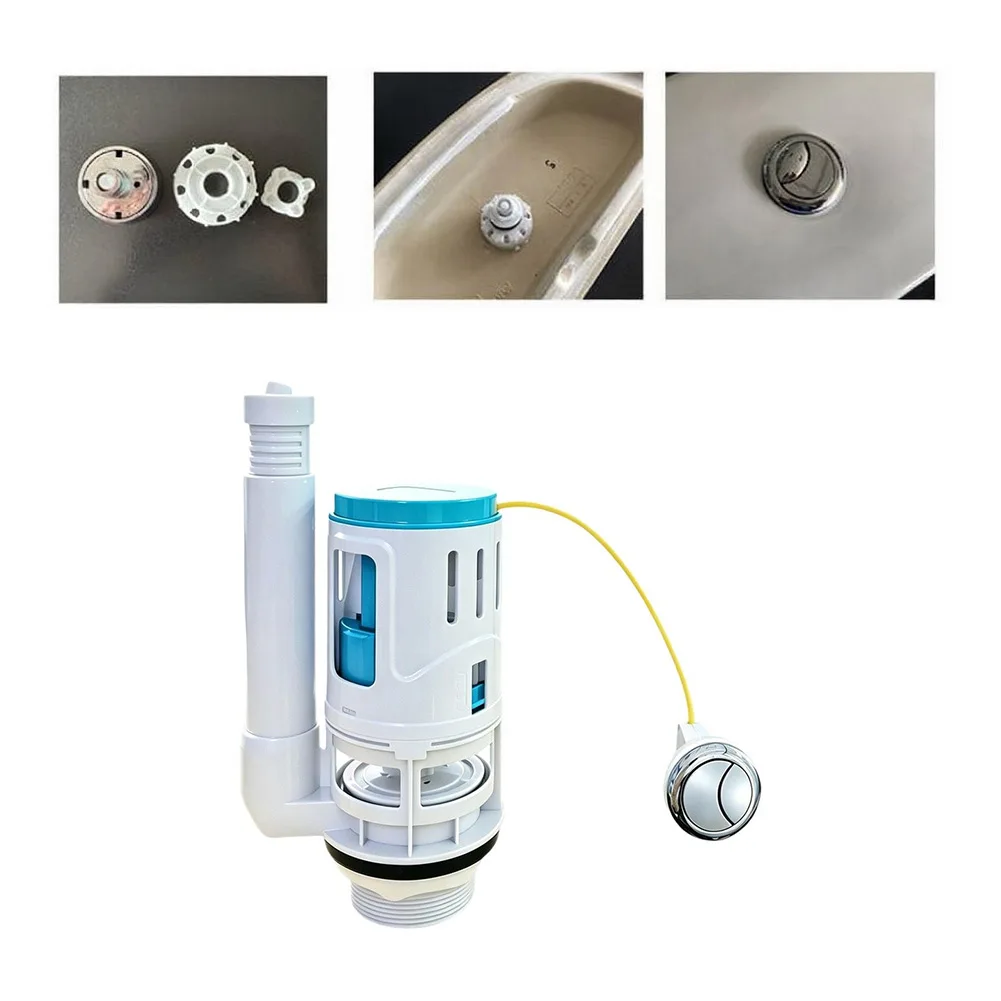 Plastic Dual Flush Valve for Domestic and Commercial Toilets Meeting Drain Hole and Tank Height Requirements for Secure Fit