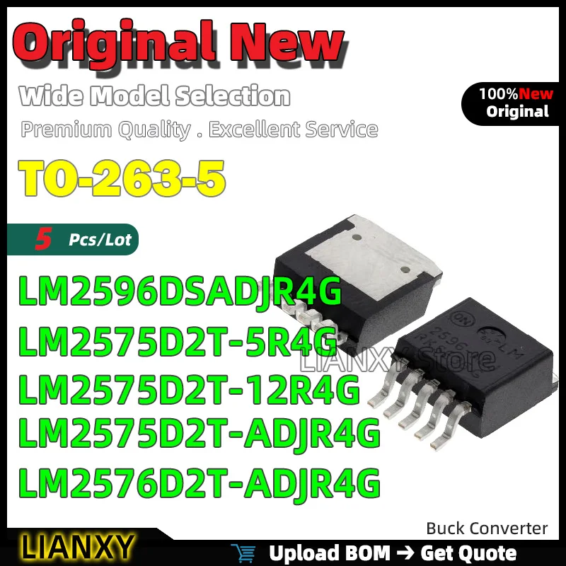 5pcs TO-263-5 LM2596DSADJR4G LM2575D2T-5R4G LM2575D2T-12R4G LM2575D2T-ADJR4G LM2576D2T-ADJR4G Buck Converter New Original