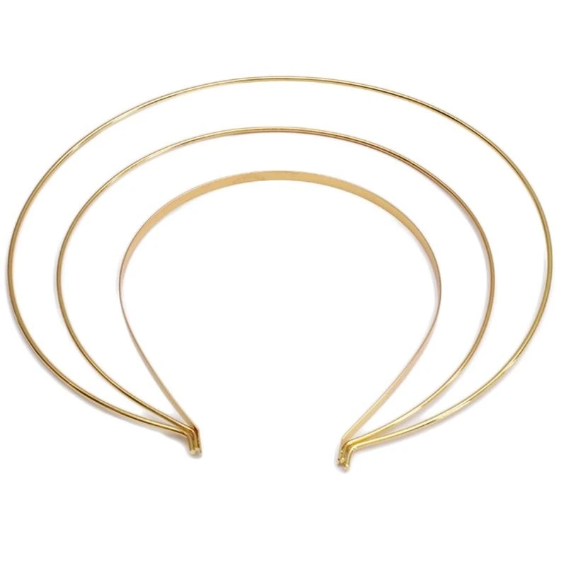 

652F Metal Hairband Two-line Bride Crown Headdress Gold Silver Hairwear for Head Hair Bands Base Setting Jewelry Components