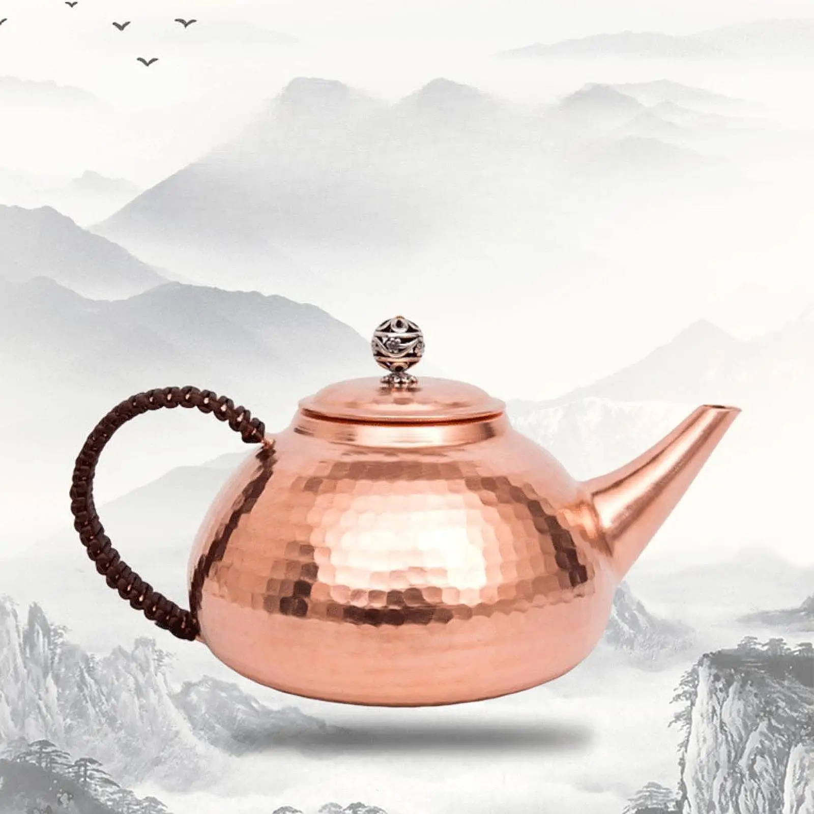 

Violet Copper Teapot 1.0L Side Handle Water Boiler Jug Stoves Top Water Kettle Kung Fu Tea Pot for Camping Restaurant Home Hotel