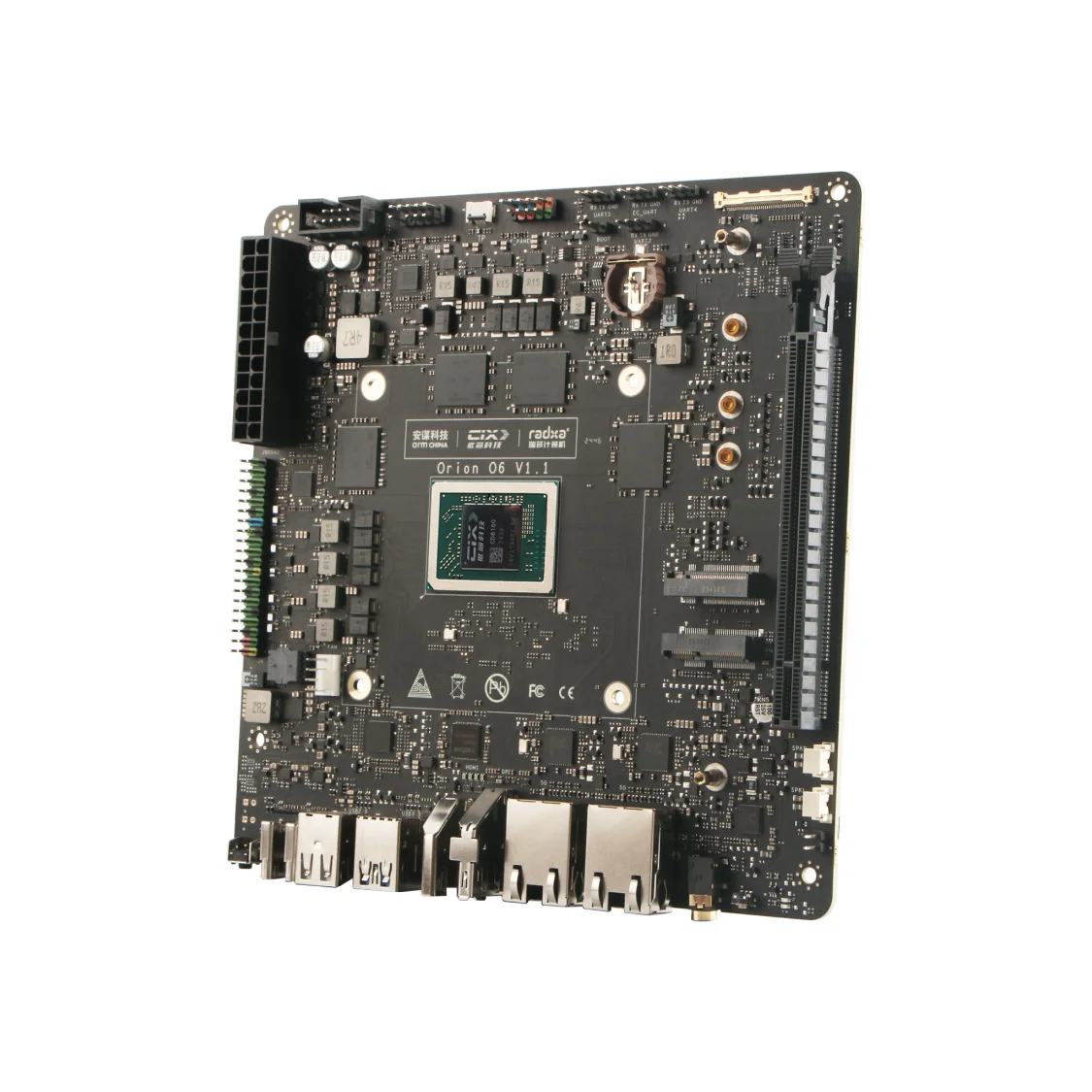 Radxa Orion O6 ARM AI PC マザーボード Radxa Orion O6, primeira placa-mãe ARM V9 Mini ITX aberta no mundo