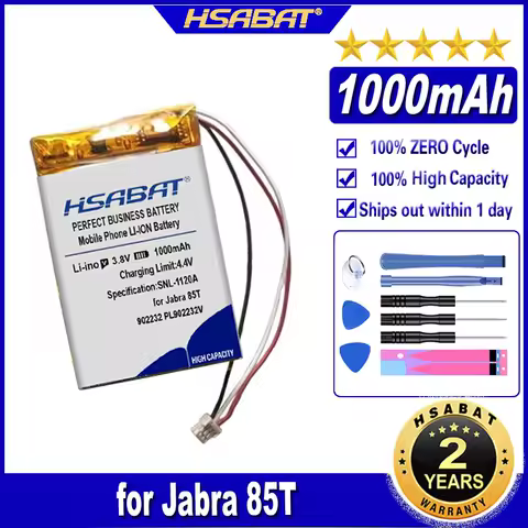 HSABAT PL902232V 1000mAh Battery for Jabra 85T Bluetooth headset charging case 902232 Batteries