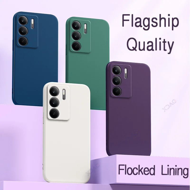 Original Square Liquid Silicone Phone Cases for Realme C75 C75x RealmeC75x Global 360 Soft Protective Anti-drop Shockproof Cover