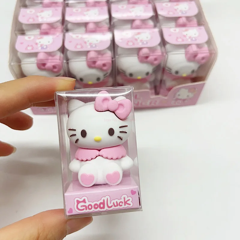 Imagem -06 - Sanrio Hello Kitty Pencil Sharpener Kuromi Melody Eraser Criativo dos Desenhos Animados Papelaria Kawaii Fornecimento Escolar Bonito Estudantes Pcs 16 Pcs