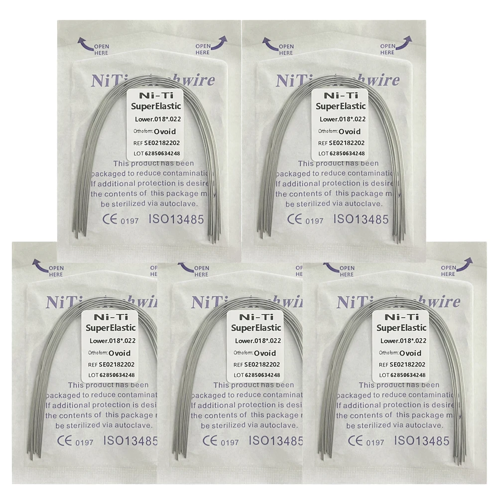 5Pack AG Tandheelkundige Boogdraden Orthodontische Super Elastische NITI Ronde Rechthoekige Boogdraad Onder/Boven 012/014/016/018/020/16x16/16x22