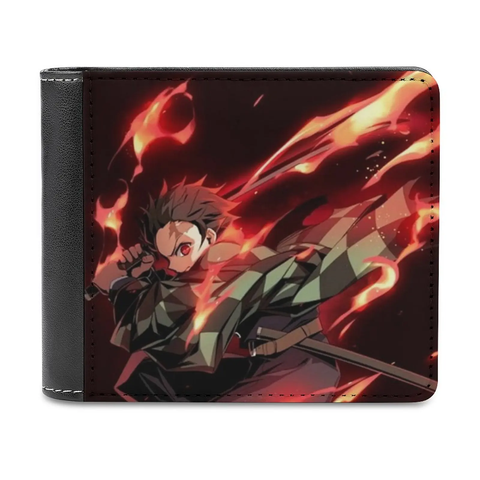

Кожаный кошелек Kamado Tanjirou, мужской кошелек, персонализированный кошелек своими руками, подарок на день отца, аниме Kimetsu No Yaiba Giyuu, иллюстрация
