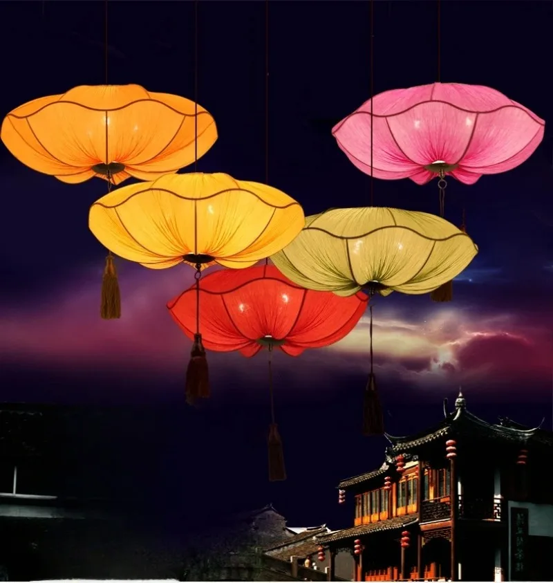 

Lotus leaf home decor lantern pendant lamp Hotel Hall Hot pot restaurant club lighting Chinese wedding decoration ceiling light