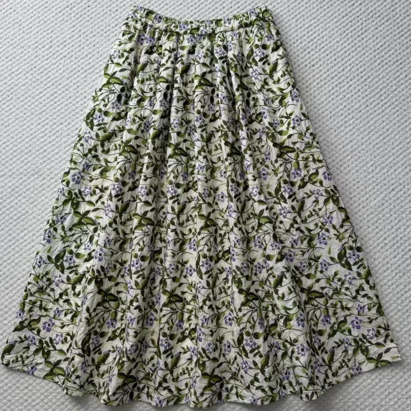 

2025 New Pure Cotton Flower Embroidered A-line Skirts for Women