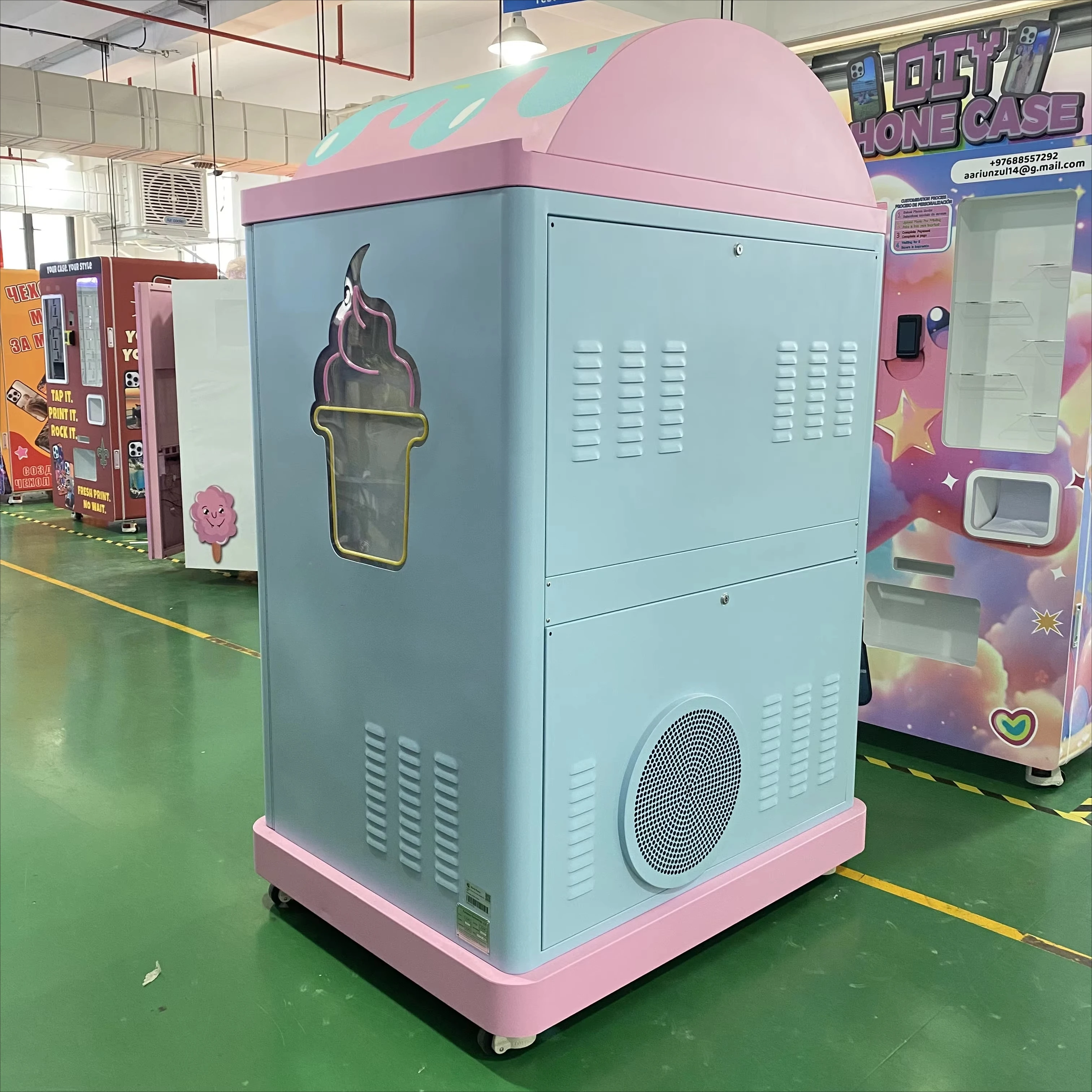 Máquina de Venda Automática de Sorvete Soft Totalmente Automática com Tela Digital Touchscreen Personalizável, Adesivos Decorativos e Função SDK - Sorvete Doce