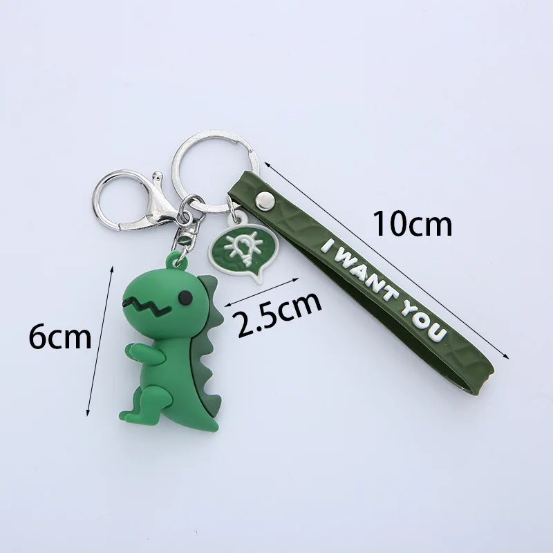 New Cartoon Green Dinosaur Key Chain Cute Animal Key Ring Bag Pendant Car Key Holder Accessories For Women Girls Kids