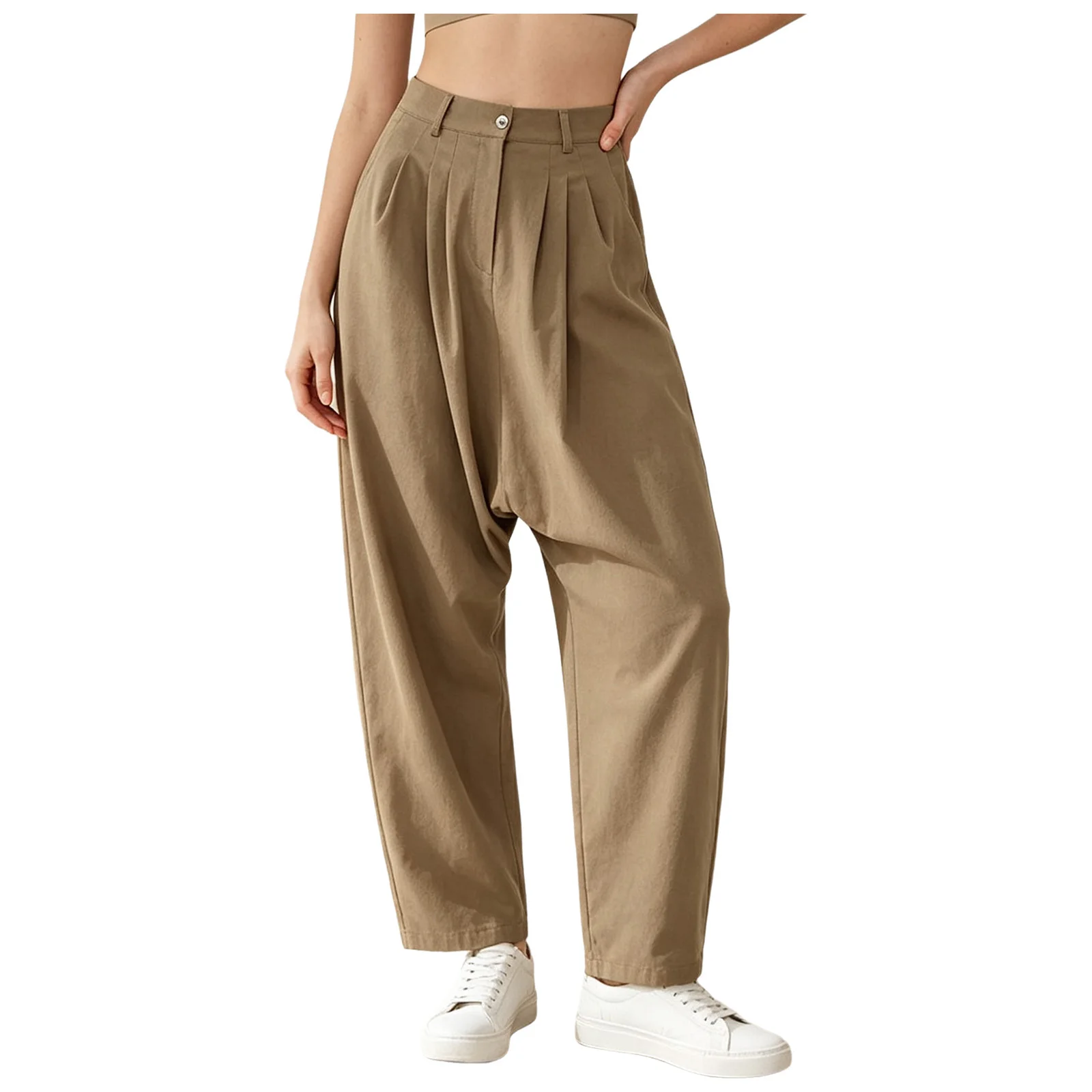 Women Palazzo Harem Pants Drop Crotch Wide Leg Pants Cleanfit Solid Low Waist Dressy Trousers Unisex Office Work Casual Clothes