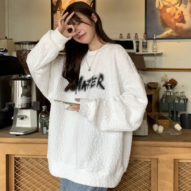 Jacquard Hoodie Women's Trendy Ins New Long Sleeved Student Korean Loose Niche Top