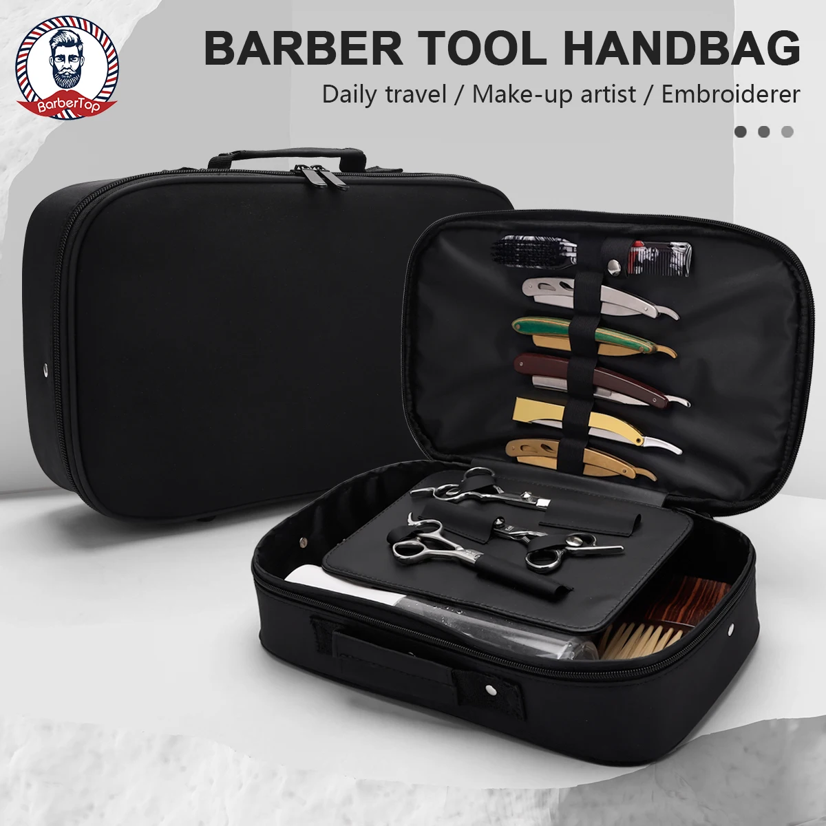 

Multi-Function Barber Salon Hairdressing Bag Storage Organizer for Haircut Scissors Clippers Combs Hair Styling Accessories Case