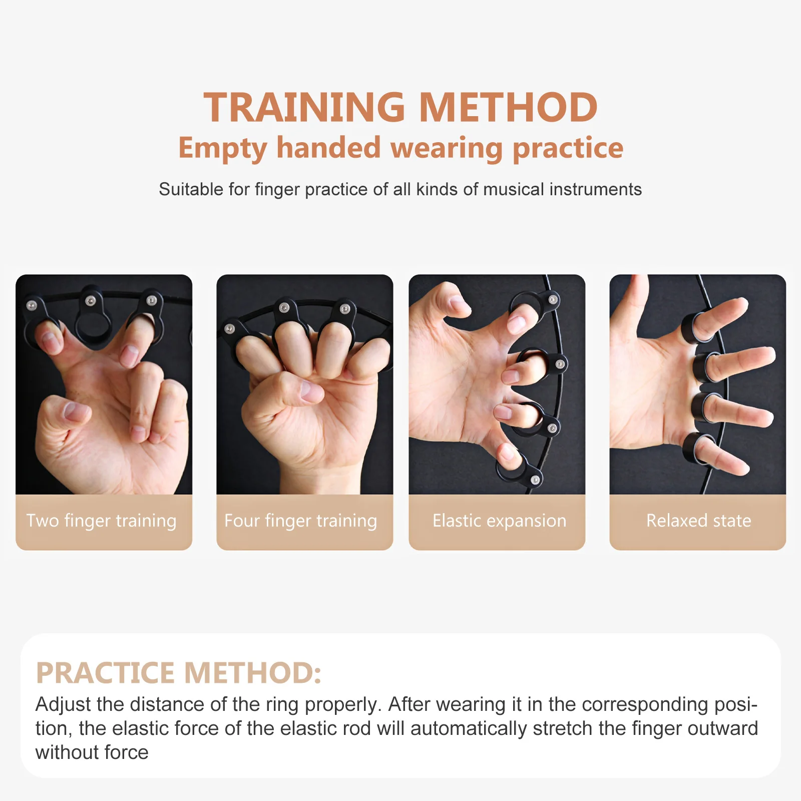 

2Pcs Finger Expander Accessories Black Large Green Medium Guitar Piano Chord Helper Training Tool Musical Instrument Stretching