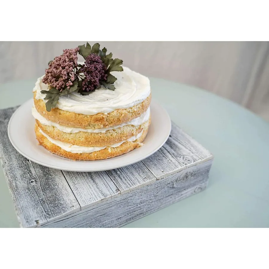 

Деревянная подставка для торта 12 3/4 x 12 3/4 дюйма, белая деревянная подставка для свадебного десерта в деревенском стиле, винтажная прочная, 100% мелиорированное дерево