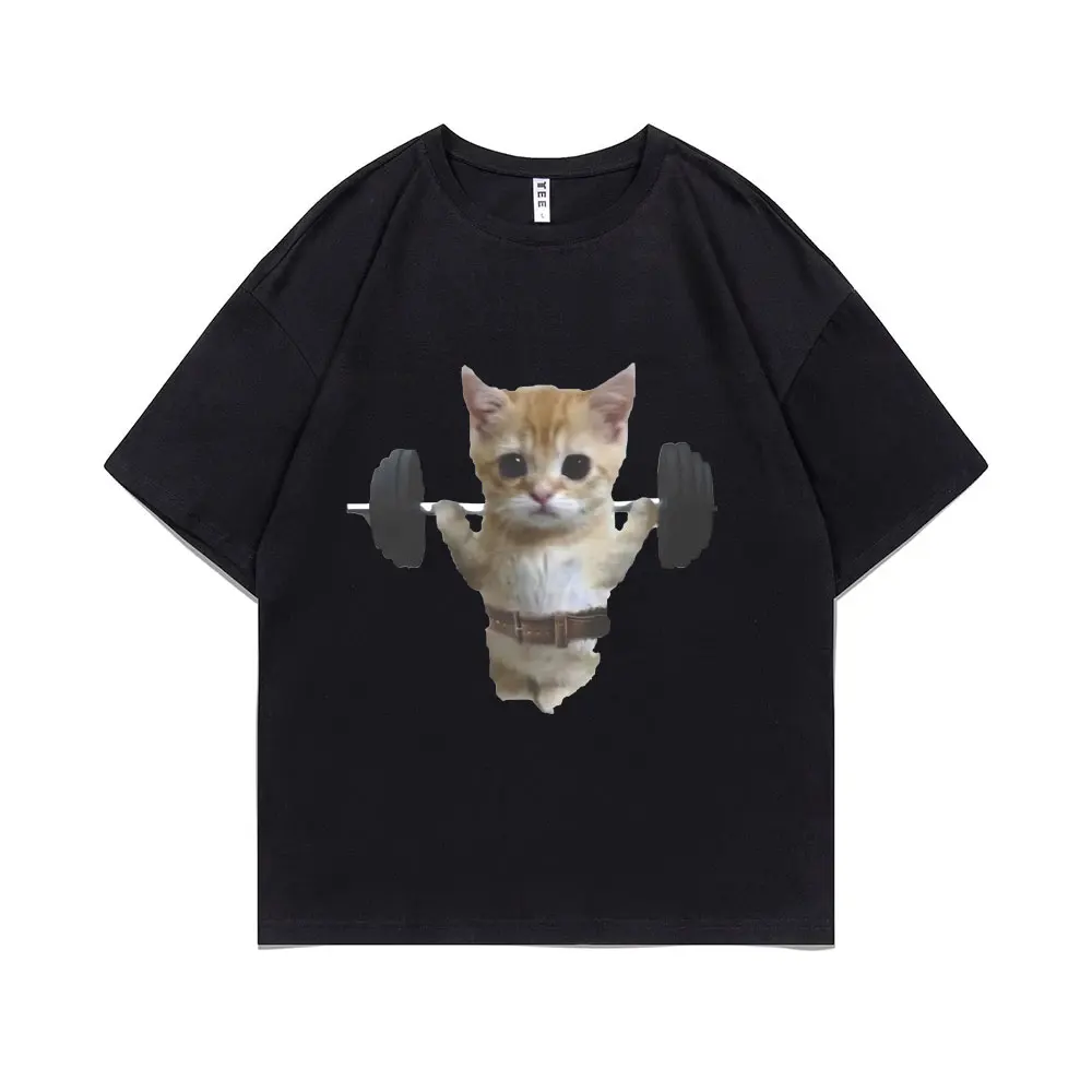 Funny Gym Sam Sulek Cat Graphic Print T-shirts Men Women Cute Fitness Pump Cover Tshirt Male Oversized Meme T Shirt Short Sleeve