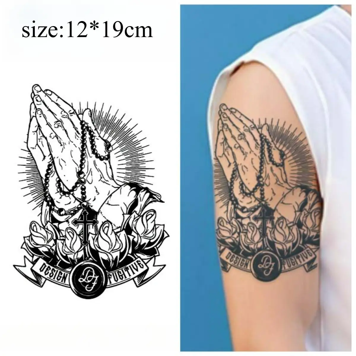 

Praying Hands Temporary Tattoos,Tattoo Stickers,Waterproof Long-Lasting 15 Days,Semi-Permanent Fake Tattoo,body art Men Women