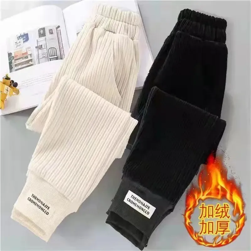 Women's Corduroy Trousers 2022 New Spring Autumn New Korean Loose Sports Casual Harem Pants Add Velvet Winter Pants Female 5XL