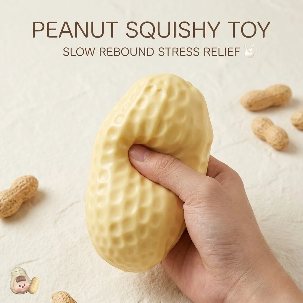 

Crunchy Shell Peanut Squishy: Buttery Soft Texture Squeeze Ball, ASMR Tactile Sensory Fidget, Aesthetic Office Desk EDC Toy