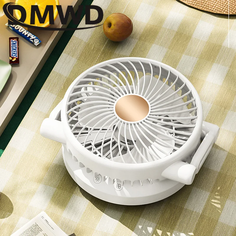 DMWD Mini Desktop USB Conditioner Fan Portable Handheld Foldable Air Conditioning Fan Third Gear Speed Cooler Cooling Ventilator