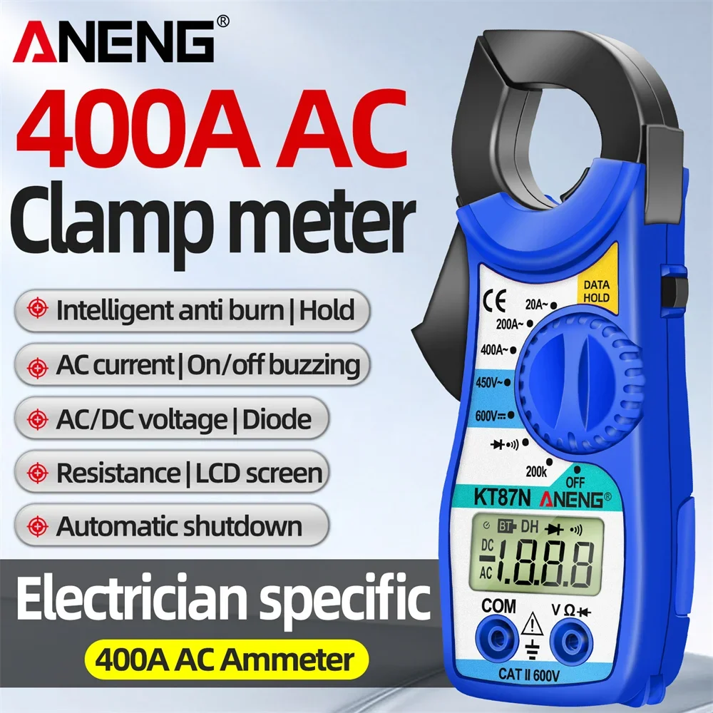 ANENG KT87N مقياس متعدد رقمي المشبك متر 600 فولت الجهد الحالي التيار المتناوب/تيار مستمر صحيح RMS المتعدد السعة أدوات اختبار الكهربائية
