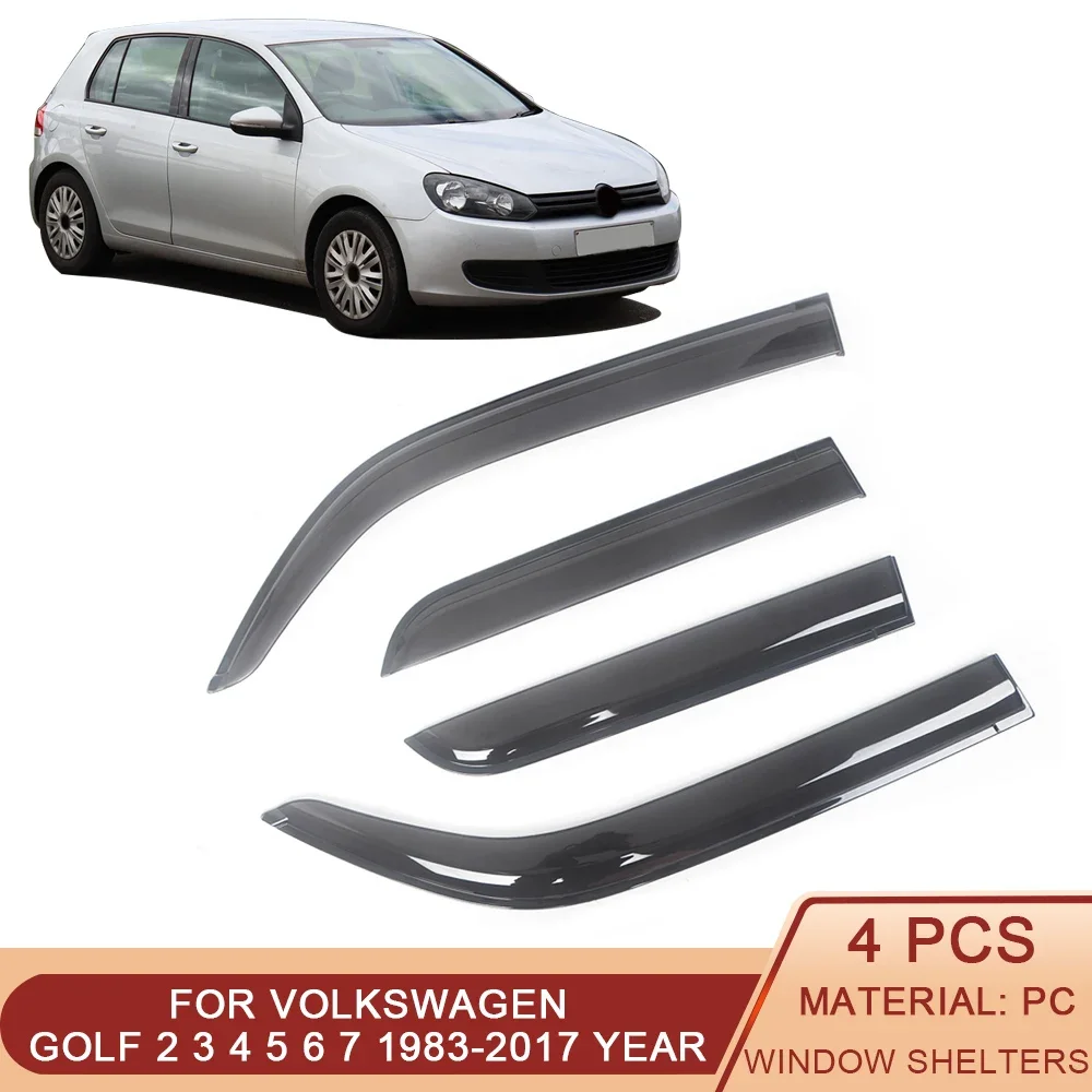 

For Volkswagen Golf MK2 3 4 5 6 7 1983-2020 Auto Black Tinted Car Side Window Visor Guard Vent Awnings Shelters Rain Ventvisor