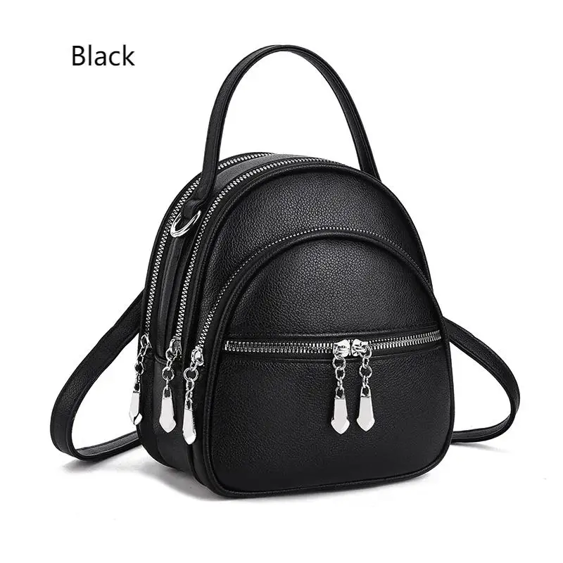 Ein hochwertiger multifunktionaler kleiner Rucksack für Damen, eine neue Mini-Handtasche in Uni-Farbe, im lässigen Schulstil. – Detail 20