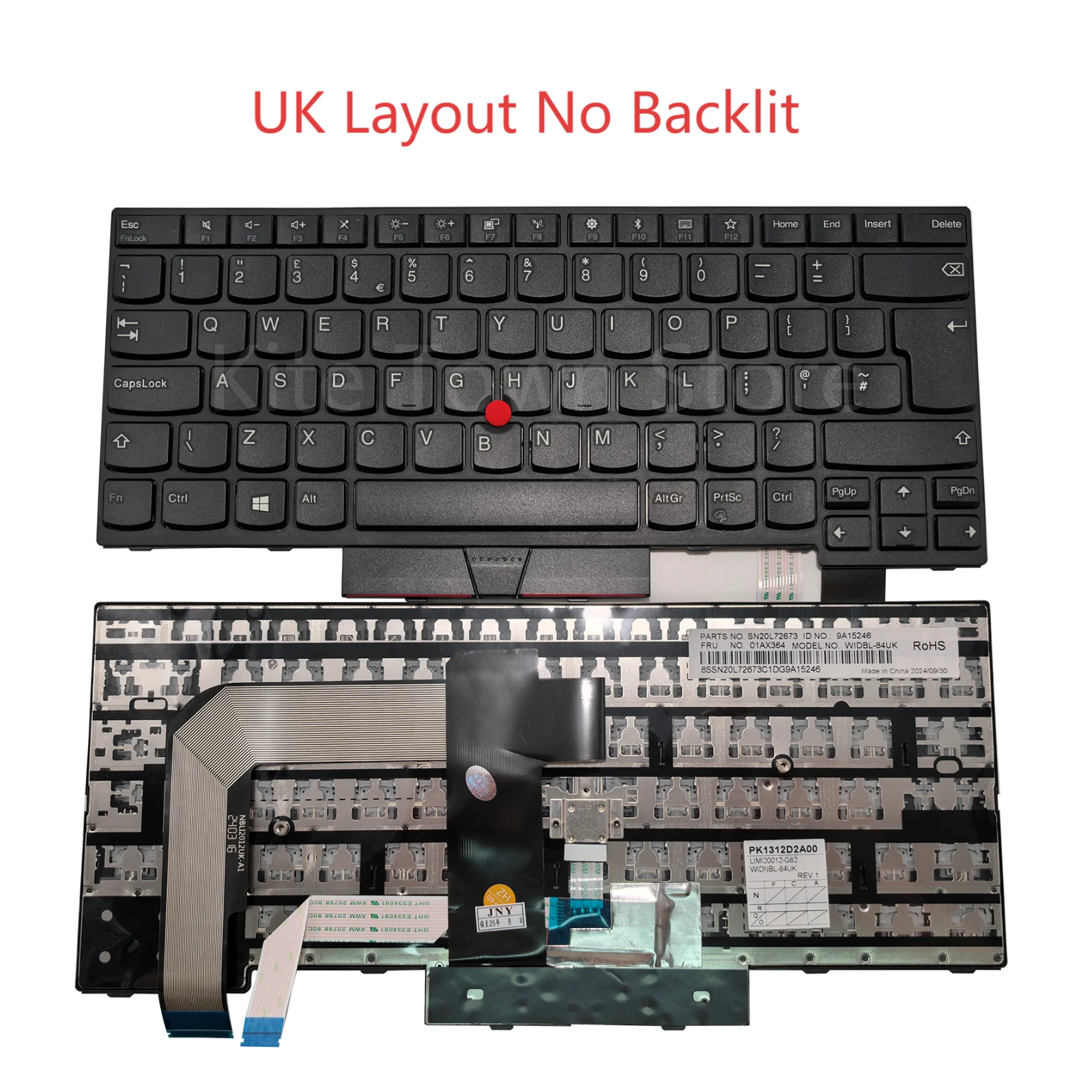New UK/DE Layout Laptop Keyboard for Lenovo ThinkpadT470 T480 A475 A485 Black view 2
