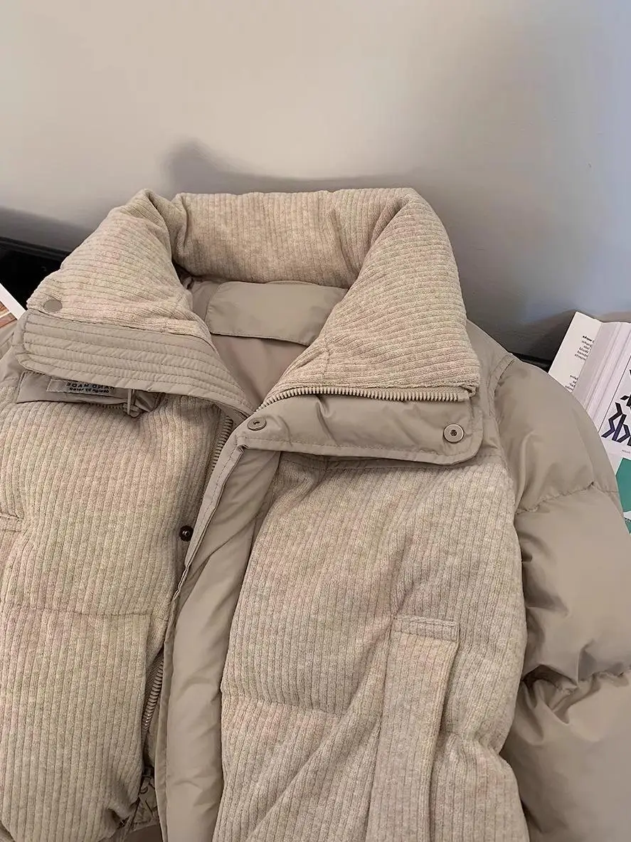 

Корейский Sle Ретро Простой ex Хлопок Jaet ort Воротник-стойка Тепло Весна Осень Зима Дизайн Sense ort Faionable