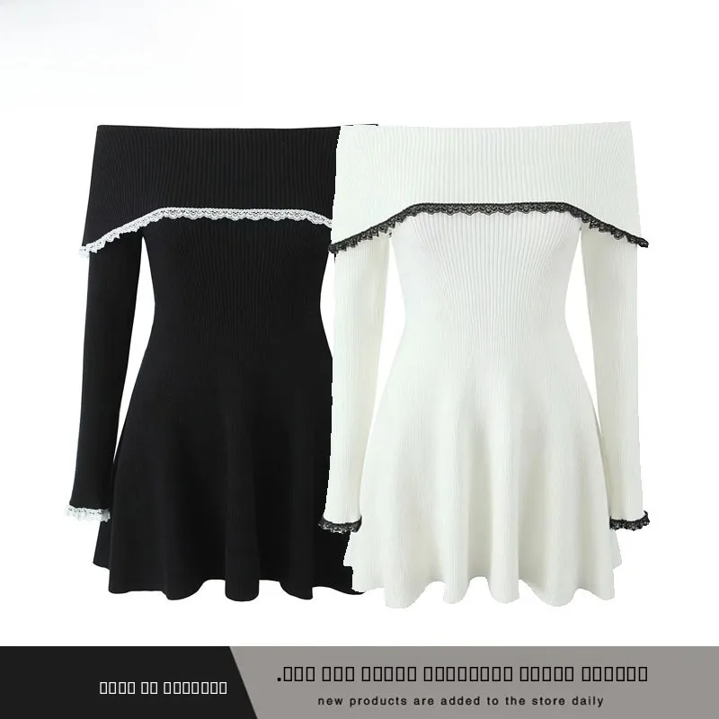 

Faionable Трикотажное облегающее платье с кружевной отделкой на одно плечо Женское платье Ci для поездок на работу Длинное длинное платье из полиэфирного волокна...