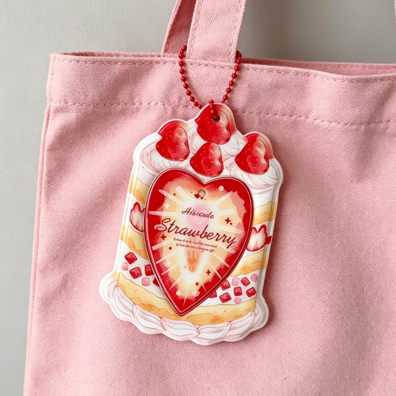 Photocard Holder Cute Summer Strawberry Style 3 Inch Card Sleeve Portable Pendant For Idol Photo Collection And Bag Decor