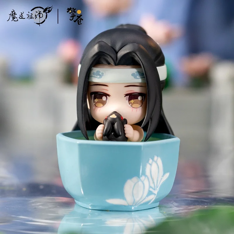 Molday Zushi Wei Wuxian azul olvidable Yuzan luz fluida versión Q figura coleccionable auténtico adorno de escritorio de Anime