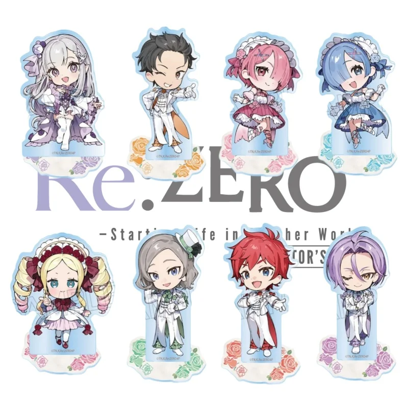 Anime Re Zero Acrylic Stand Keychain 10CM Q Version Natsuki Subaru Ram Rem Felix Argyle Emilia Desktop Ornament Fan Merchandise