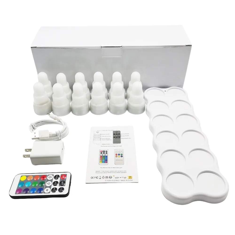 Cordless Remote Control Flameless Candles 13 Colors 4 Modes Fake Candles USB Operated 7 Brightness Levels Led Candles Home Decor